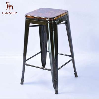 Industrial stackable metal chair for dining