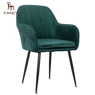 European designer velvet cloth fabric dining chairs with arms