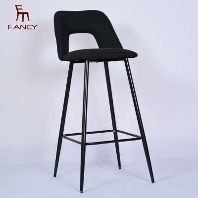 Modern Metal Frame Linen Bar Stool Restaurant Hotel dining Chairs